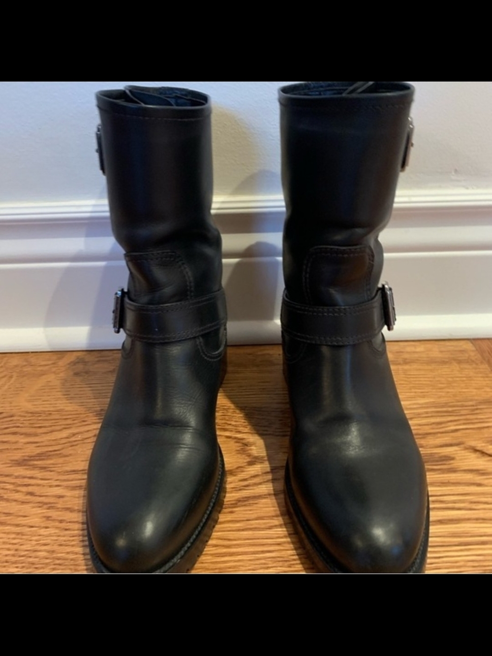 Prada Black Leather Combat Boots